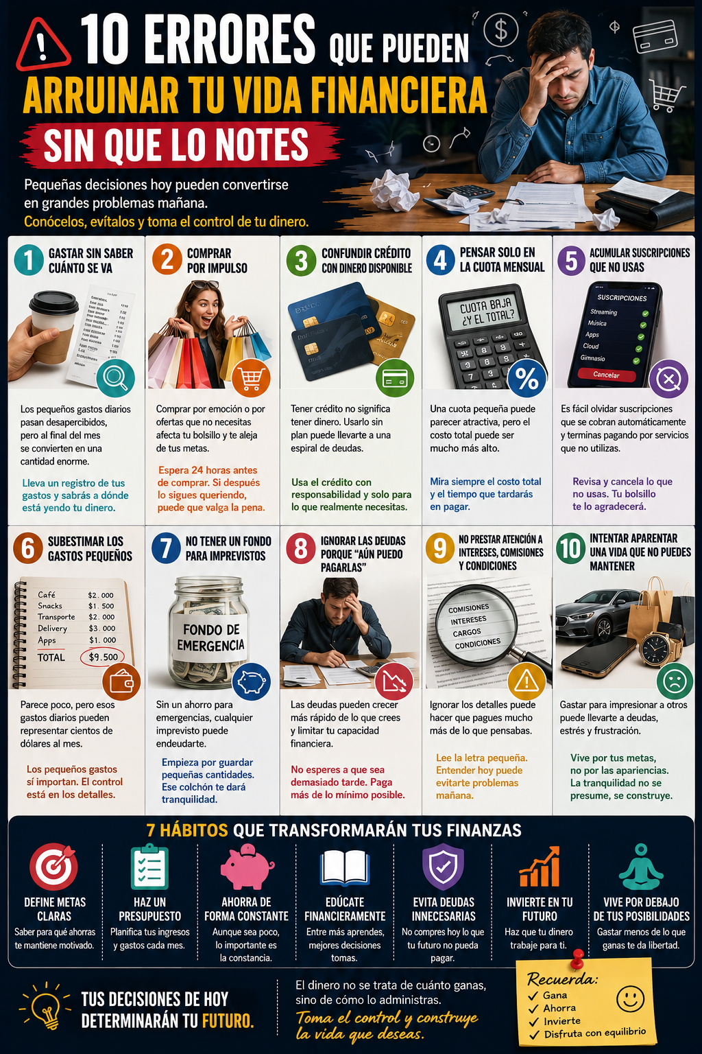10 errores que pueden arruinar tu vida financiera sin que lo notes