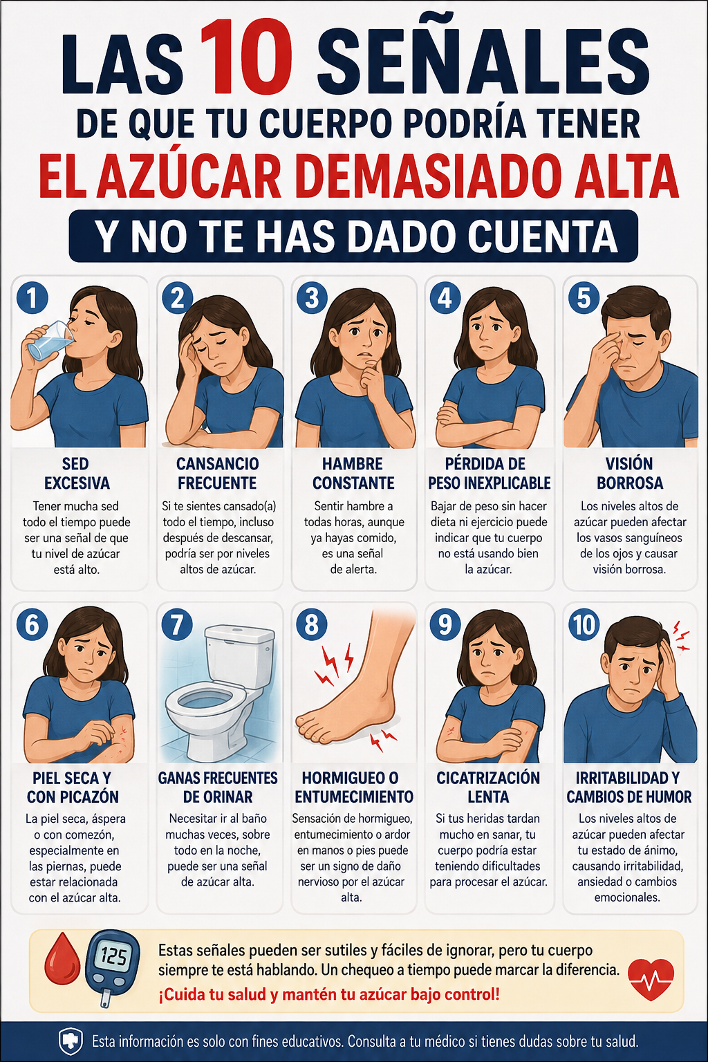 Las 10 Señales de que Tu Cuerpo Podría Tener el Azúcar Demasiado Alta y No Te Has Dado Cuenta